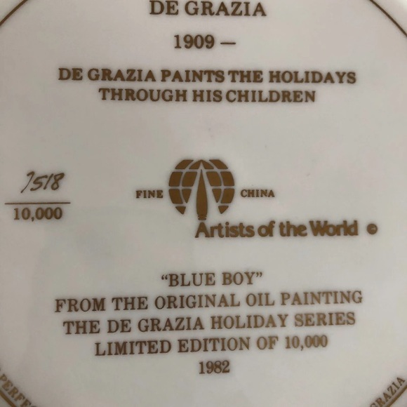 Ted DeGrazia "BLUE BOY" DEcorative/Art Plate from Original Painting 1982 Limited - Picture 9 of 9